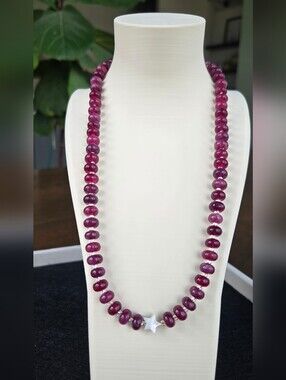 Handcrafted Purple Jade Necklace with Mother Of Pearl Star Accent